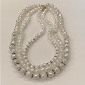Triple strand silver bead detail retro statement